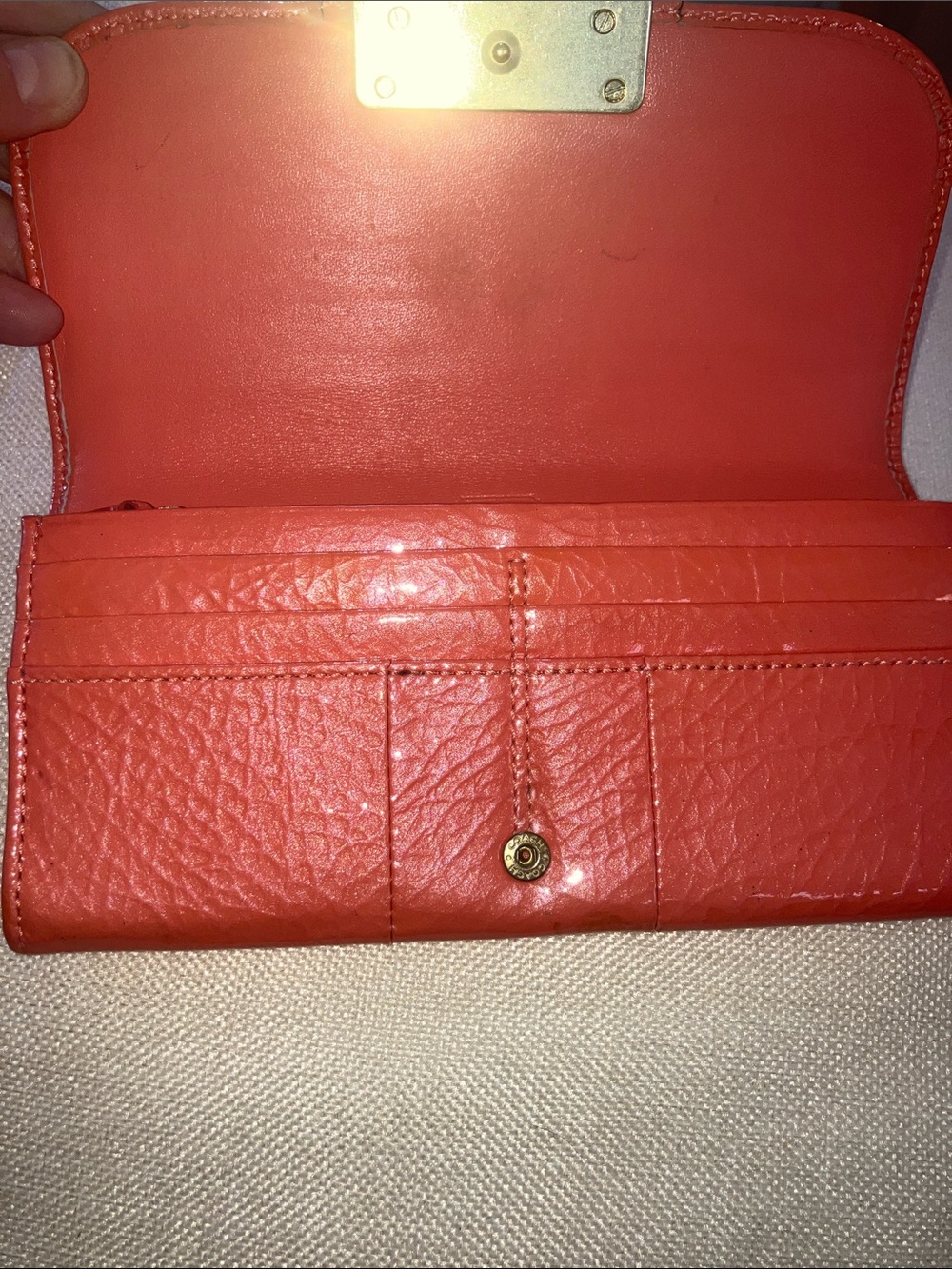 Coach Coral Leather Clutch Wallet with Gold Hardware - Picture 7 of 13